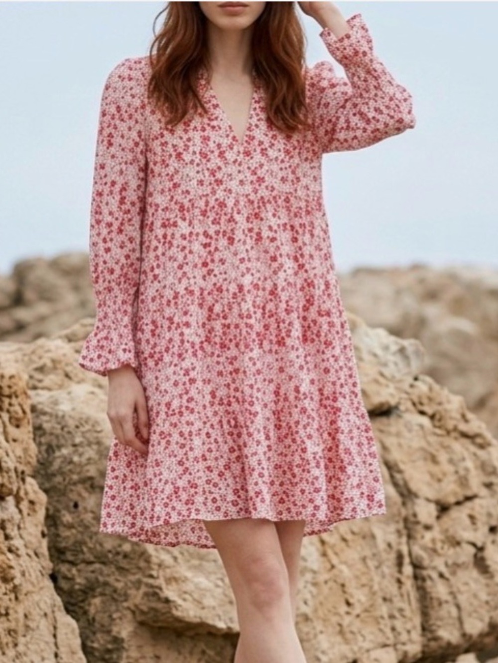 Tuckernuck Pomander Place Kenzo Mini Dress Ditsy Floral Red White Size S